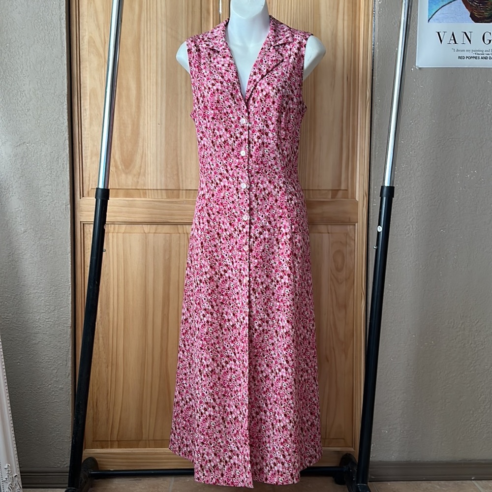 Vintage Clues Collection Maxi Pink Floral Button Dress/ Rouje Fauve vibes